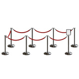 Post and Rope Stanchion Kit, Flat Top Posts, 6 Ft. Velvet Foam Core Rope and Sign Frame - Montour Line - Crowd Control Warehouse
