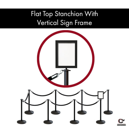 Post and Rope Stanchion Kit, Flat Top Posts, 6 Ft. Velvet Foam Core Rope and Sign Frame - Montour Line - Crowd Control Warehouse