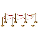 Post and Rope Stanchion Kit, Flat Top Posts, 6 Ft. Velvet Foam Core Rope and Sign Frame - Montour Line - Crowd Control Warehouse