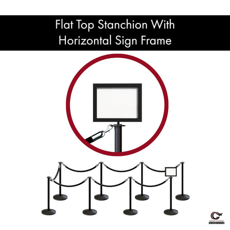 Post and Rope Stanchion Kit, Flat Top Posts, 6 Ft. Velvet Foam Core Rope and Sign Frame - Montour Line - Crowd Control Warehouse