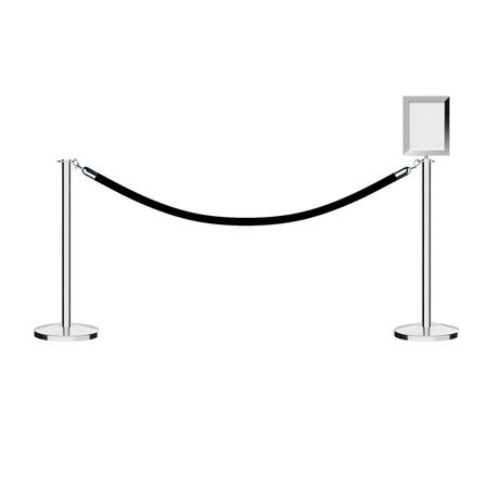 Post and Rope Stanchion Kit, Flat Top Posts, 6 Ft. Velvet Foam Core Rope and Sign Frame - Montour Line - Crowd Control Warehouse
