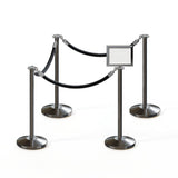 Post and Rope Stanchion Kit, Flat Top Posts, 6 Ft. Velvet Foam Core Rope and Sign Frame - Montour Line - Crowd Control Warehouse