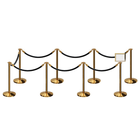 Post and Rope Stanchion Kit, Flat Top Posts, 6 Ft. Velvet Foam Core Rope and Sign Frame - Montour Line - Crowd Control Warehouse