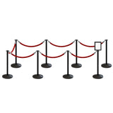 Post and Rope Stanchion Kit, Flat Top Posts, 6 Ft. Velvet Foam Core Rope and Sign Frame - Montour Line - Crowd Control Warehouse