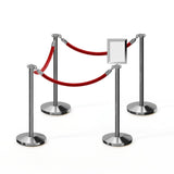 Post and Rope Stanchion Kit, Flat Top Posts, 6 Ft. Velvet Foam Core Rope and Sign Frame - Montour Line - Crowd Control Warehouse