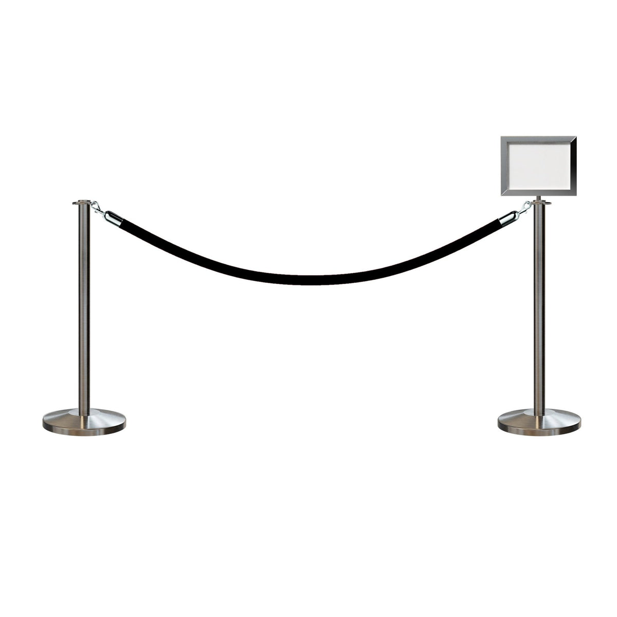 Post and Rope Stanchion Kit, Flat Top Posts, 6 Ft. Velvet Foam Core Rope and Sign Frame - Montour Line - Crowd Control Warehouse