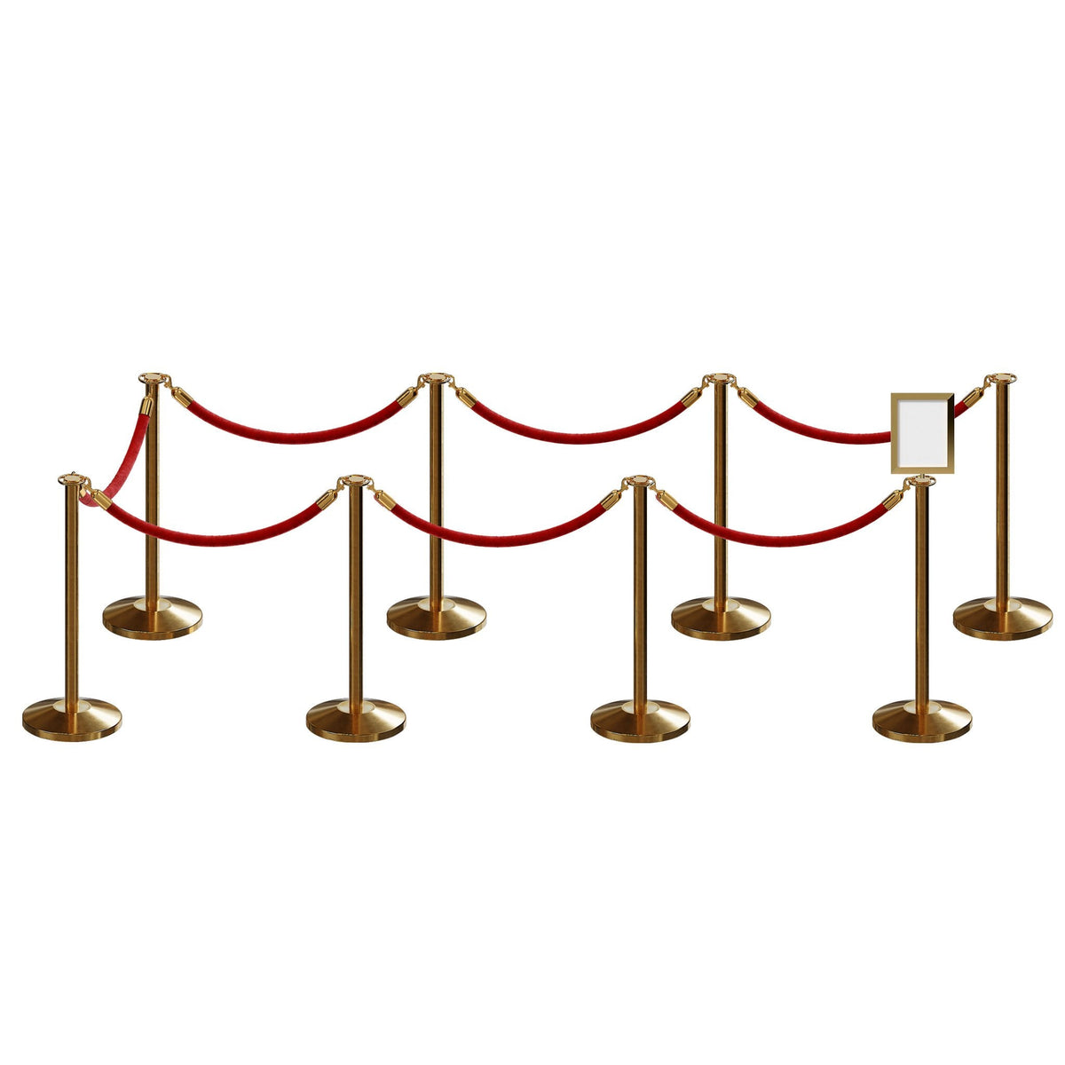 Post and Rope Stanchion Kit, Flat Top Posts, 6 Ft. Velvet Foam Core Rope and Sign Frame - Montour Line - Crowd Control Warehouse