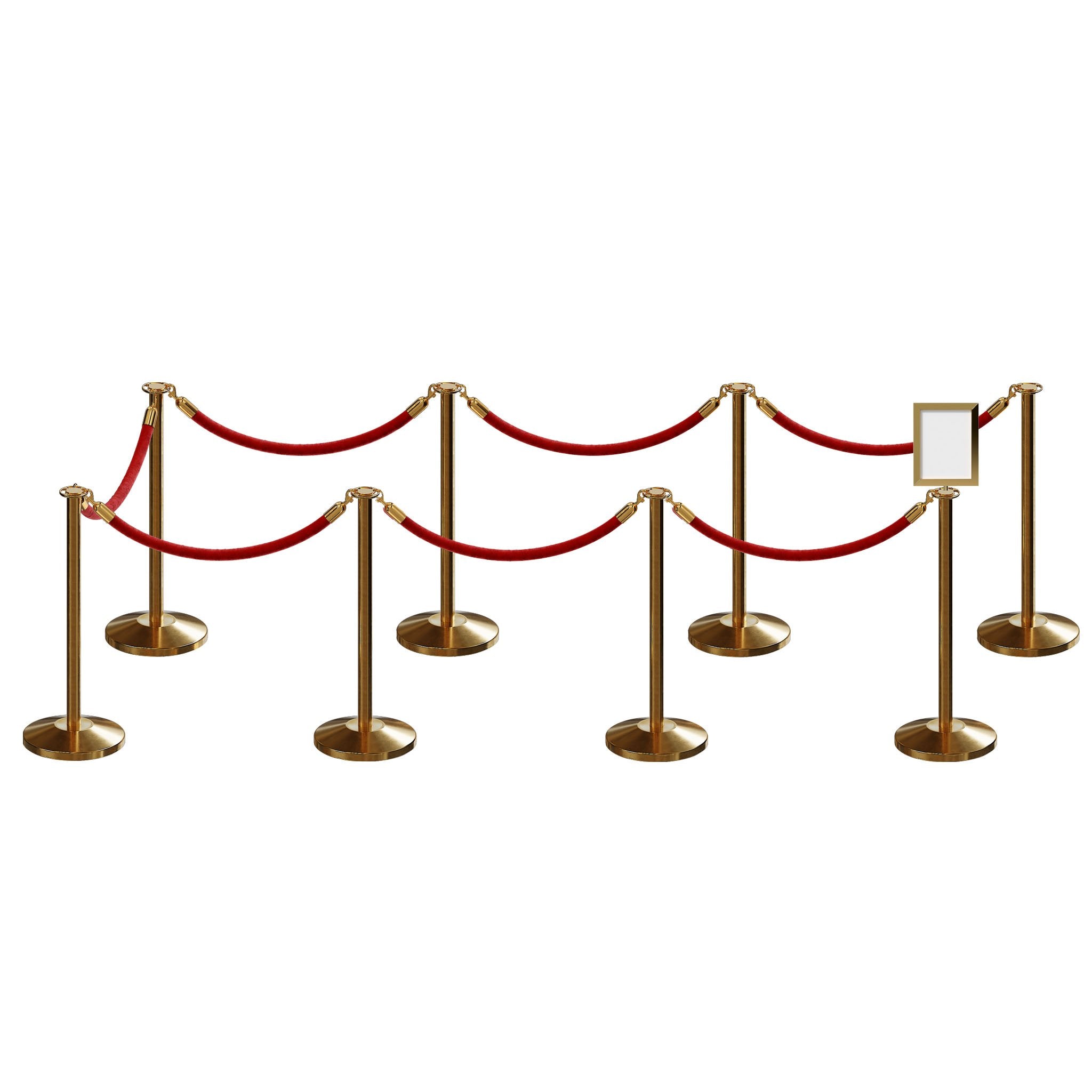 Post and Rope Stanchion Kit, Flat Top Posts, 6 Ft. Velvet Foam Core Rope and Sign Frame - Montour Line - Crowd Control Warehouse