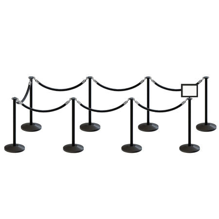 Post and Rope Stanchion Kit, Flat Top Posts, 6 Ft. Velvet Foam Core Rope and Sign Frame - Montour Line - Crowd Control Warehouse