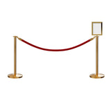 Post and Rope Stanchion Kit, Flat Top Posts, 6 Ft. Velvet Foam Core Rope and Sign Frame - Montour Line - Crowd Control Warehouse