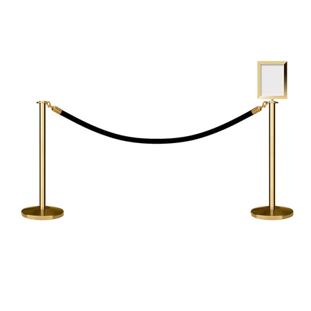 Post and Rope Stanchion Kit, Flat Top Posts, 6 Ft. Velvet Foam Core Rope and Sign Frame - Montour Line - Crowd Control Warehouse