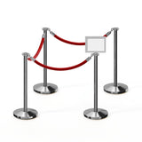 Post and Rope Stanchion Kit, Flat Top Posts, 6 Ft. Velvet Foam Core Rope and Sign Frame - Montour Line - Crowd Control Warehouse