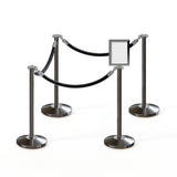 Post and Rope Stanchion Kit, Flat Top Posts, 6 Ft. Velvet Foam Core Rope and Sign Frame - Montour Line - Crowd Control Warehouse