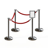 Post and Rope Stanchion Kit, Flat Top Posts, 6 Ft. Velvet Foam Core Rope and Sign Frame - Montour Line - Crowd Control Warehouse