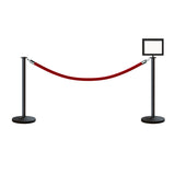 Post and Rope Stanchion Kit, Flat Top Posts, 6 Ft. Velvet Foam Core Rope and Sign Frame - Montour Line - Crowd Control Warehouse