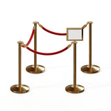 Post and Rope Stanchion Kit, Flat Top Posts, 6 Ft. Velvet Foam Core Rope and Sign Frame - Montour Line - Crowd Control Warehouse