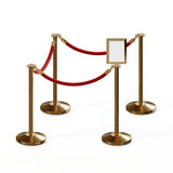 Post and Rope Stanchion Kit, Flat Top Posts, 6 Ft. Velvet Foam Core Rope and Sign Frame - Montour Line - Crowd Control Warehouse