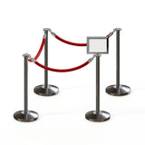 Post and Rope Stanchion Kit, Flat Top Posts, 6 Ft. Velvet Foam Core Rope and Sign Frame - Montour Line - Crowd Control Warehouse