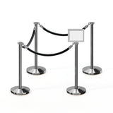 Post and Rope Stanchion Kit, Flat Top Posts, 6 Ft. Velvet Foam Core Rope and Sign Frame - Montour Line - Crowd Control Warehouse