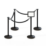 Post and Rope Stanchion Kit, Flat Top Posts, 6 Ft. Velvet Foam Core Rope and Sign Frame - Montour Line - Crowd Control Warehouse