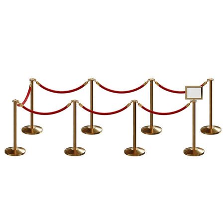 Post and Rope Stanchion Kit, Flat Top Posts, 6 Ft. Velvet Foam Core Rope and Sign Frame - Montour Line - Crowd Control Warehouse