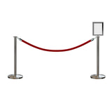 Post and Rope Stanchion Kit, Flat Top Posts, 6 Ft. Velvet Foam Core Rope and Sign Frame - Montour Line - Crowd Control Warehouse