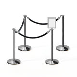 Post and Rope Stanchion Kit, Flat Top Posts, 6 Ft. Velvet Foam Core Rope and Sign Frame - Montour Line - Crowd Control Warehouse