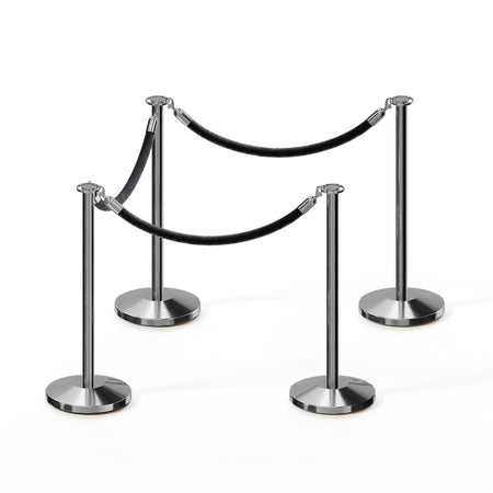 Post and Rope Stanchion Kit, Flat Top Posts, 6 Ft. Velvet Foam Core Rope - Montour Line - Crowd Control Warehouse