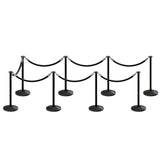 Post and Rope Stanchion Kit, Flat Top Posts, 6 Ft. Velvet Foam Core Rope - Montour Line - Crowd Control Warehouse