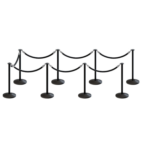Post and Rope Stanchion Kit, Flat Top Posts, 6 Ft. Velvet Foam Core Rope - Montour Line - Crowd Control Warehouse