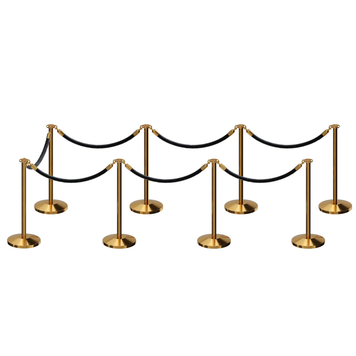 Post and Rope Stanchion Kit, Flat Top Posts, 6 Ft. Velvet Foam Core Rope - Montour Line - Crowd Control Warehouse