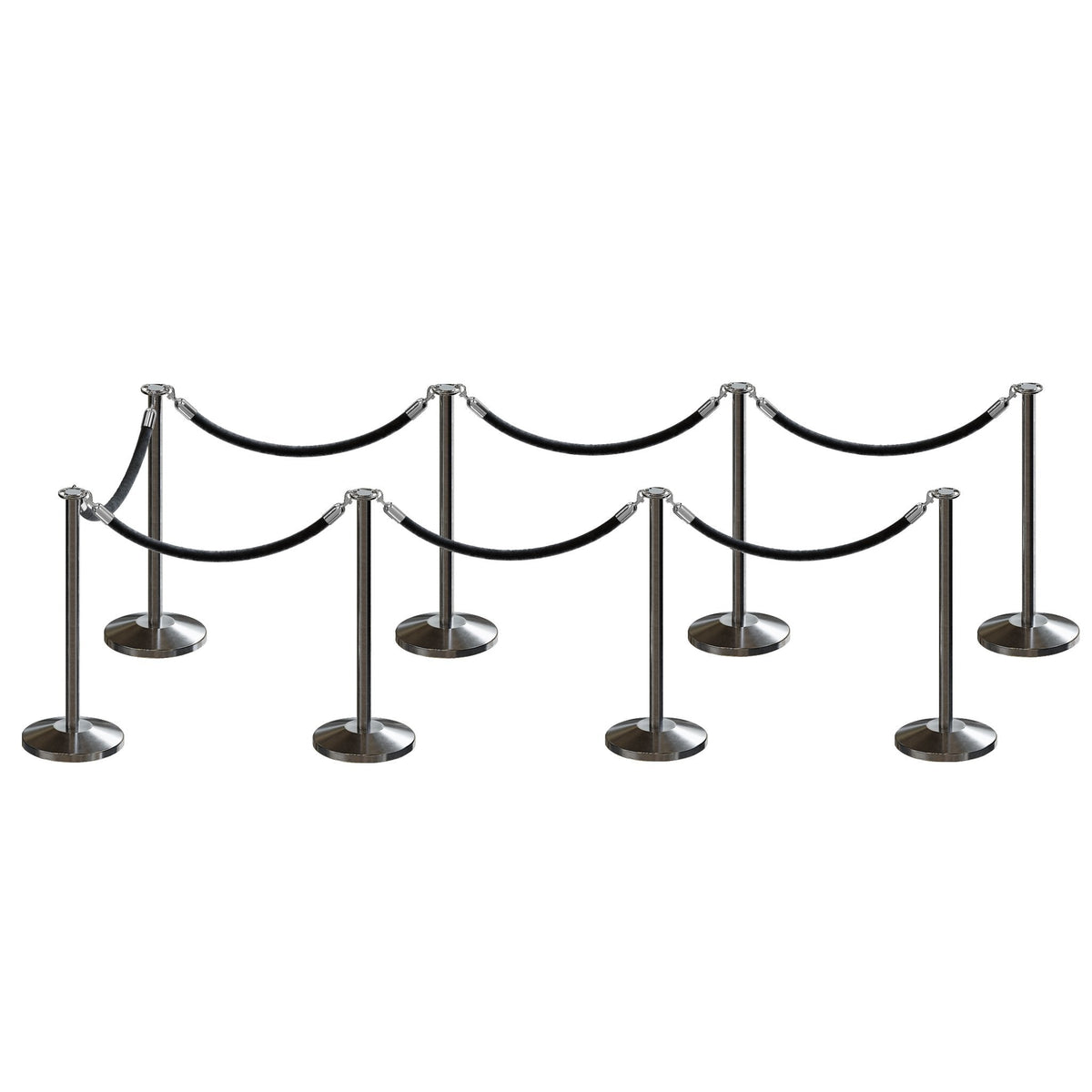 Post and Rope Stanchion Kit, Flat Top Posts, 6 Ft. Velvet Foam Core Rope - Montour Line - Crowd Control Warehouse