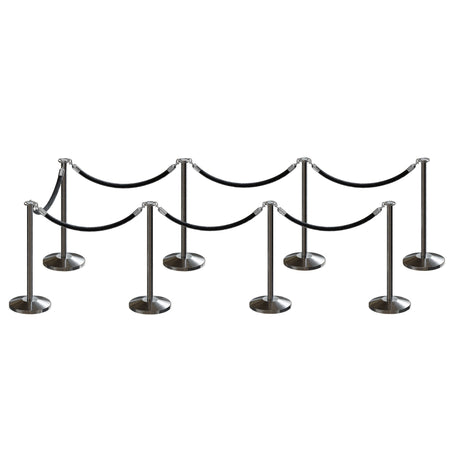 Post and Rope Stanchion Kit, Flat Top Posts, 6 Ft. Velvet Foam Core Rope - Montour Line - Crowd Control Warehouse