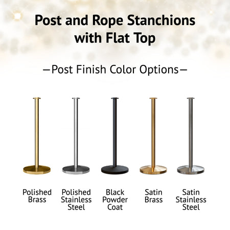 Post and Rope Stanchion Kit, Flat Top Posts, 6 Ft. Velvet Foam Core Rope - Montour Line - Crowd Control Warehouse