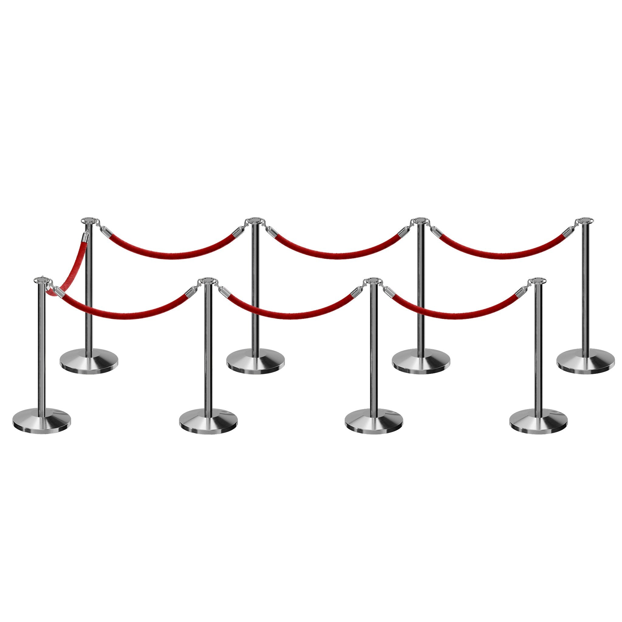 Post and Rope Stanchion Kit, Flat Top Posts, 6 Ft. Velvet Foam Core Rope - Montour Line - Crowd Control Warehouse