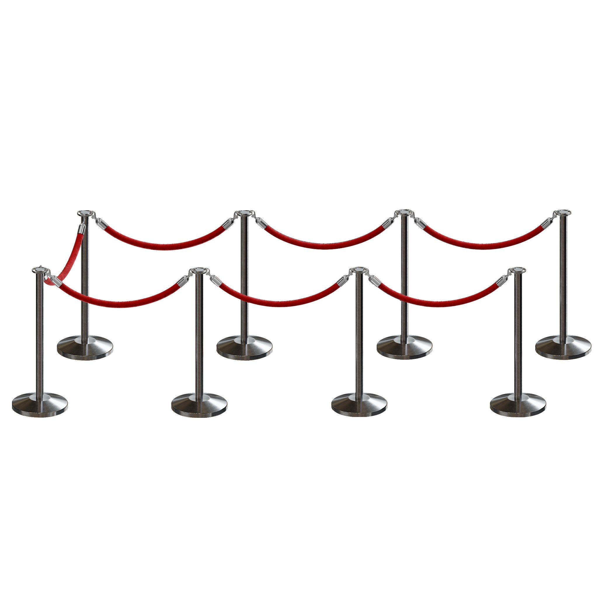 Post and Rope Stanchion Kit, Flat Top Posts, 6 Ft. Velvet Foam Core Rope - Montour Line - Crowd Control Warehouse