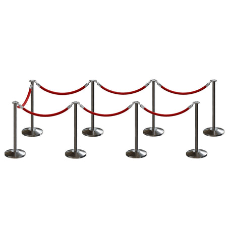 Post and Rope Stanchion Kit, Flat Top Posts, 6 Ft. Velvet Foam Core Rope - Montour Line - Crowd Control Warehouse
