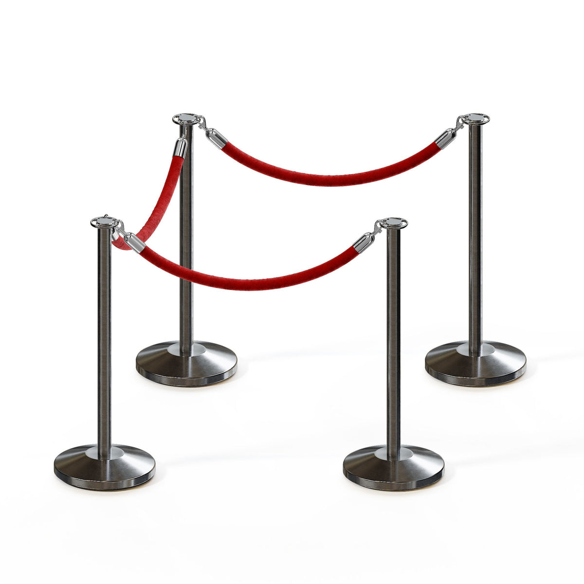 Post and Rope Stanchion Kit, Flat Top Posts, 6 Ft. Velvet Foam Core Rope - Montour Line - Crowd Control Warehouse