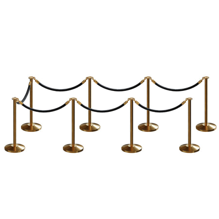 Post and Rope Stanchion Kit, Flat Top Posts, 6 Ft. Velvet Foam Core Rope - Montour Line - Crowd Control Warehouse