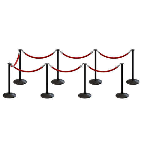 Post and Rope Stanchion Kit, Flat Top Posts, 6 Ft. Velvet Foam Core Rope - Montour Line - Crowd Control Warehouse