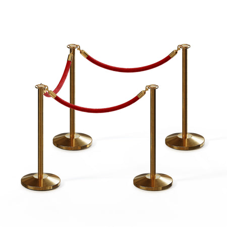 Post and Rope Stanchion Kit, Flat Top Posts, 6 Ft. Velvet Foam Core Rope - Montour Line - Crowd Control Warehouse