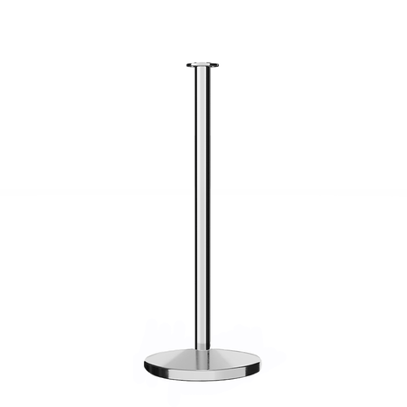 Post & Rope Stanchion, Flat Top, Flat Cast Iron Base - CCW Series - Crowd Control Warehouse