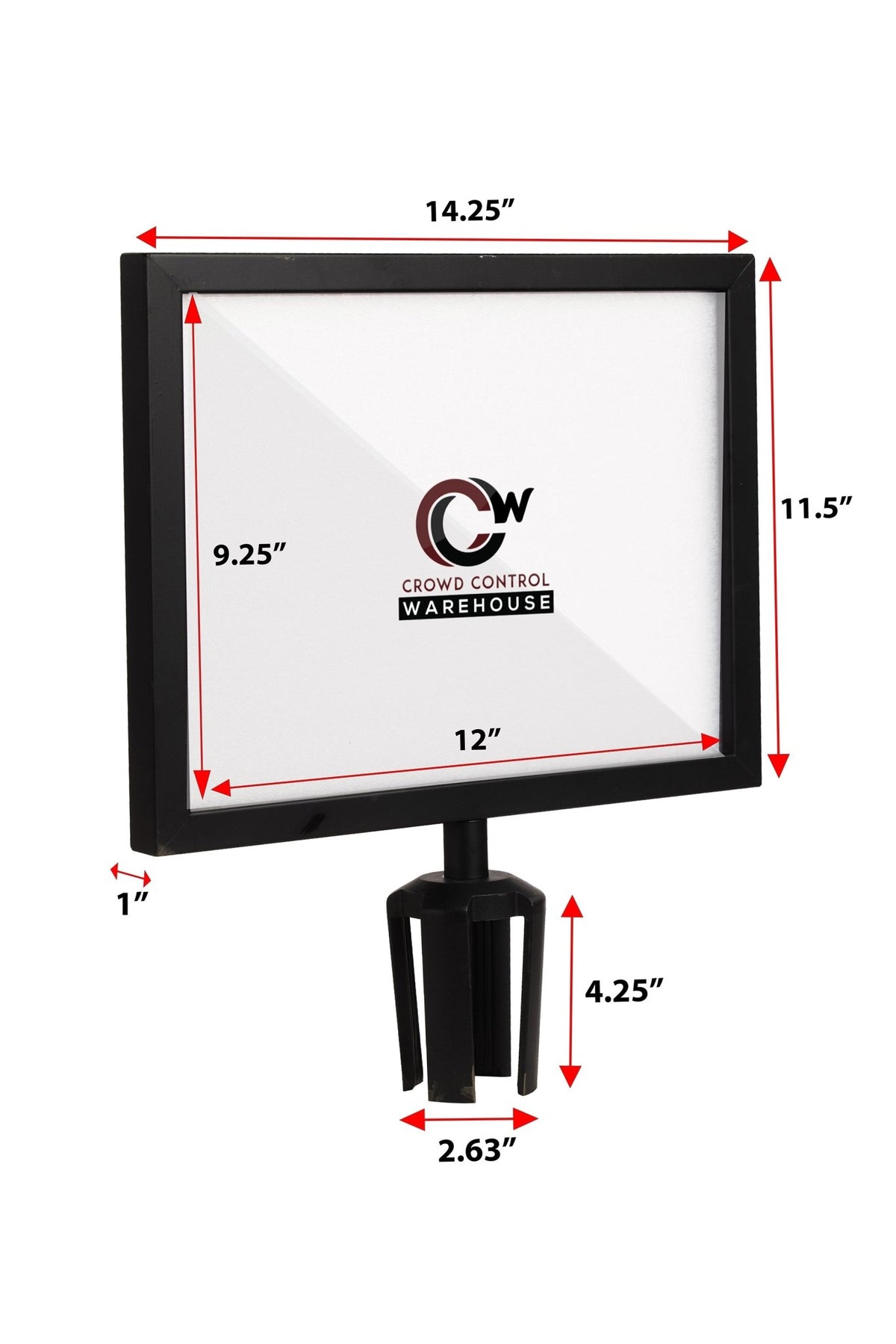 Post Top Sign Frame for CCW Series Retractable Belt Barriers - Crowd Control Warehouse