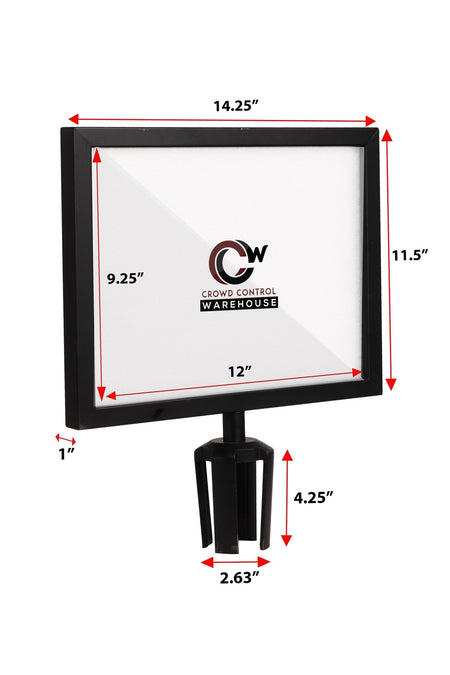 Post Top Sign Frame for CCW Series Retractable Belt Barriers - Crowd Control Warehouse