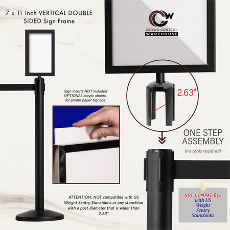 Post Top Sign Frame for CCW Series Retractable Belt Barriers - Crowd Control Warehouse