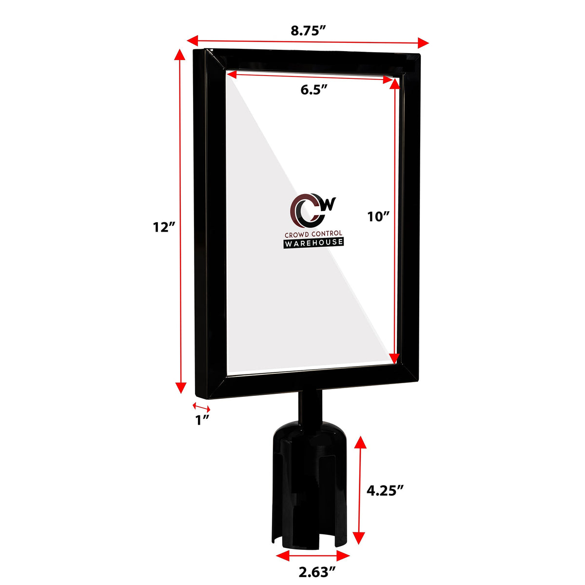 Post Top Sign Frame for CCW Series Retractable Belt Barriers - Crowd Control Warehouse