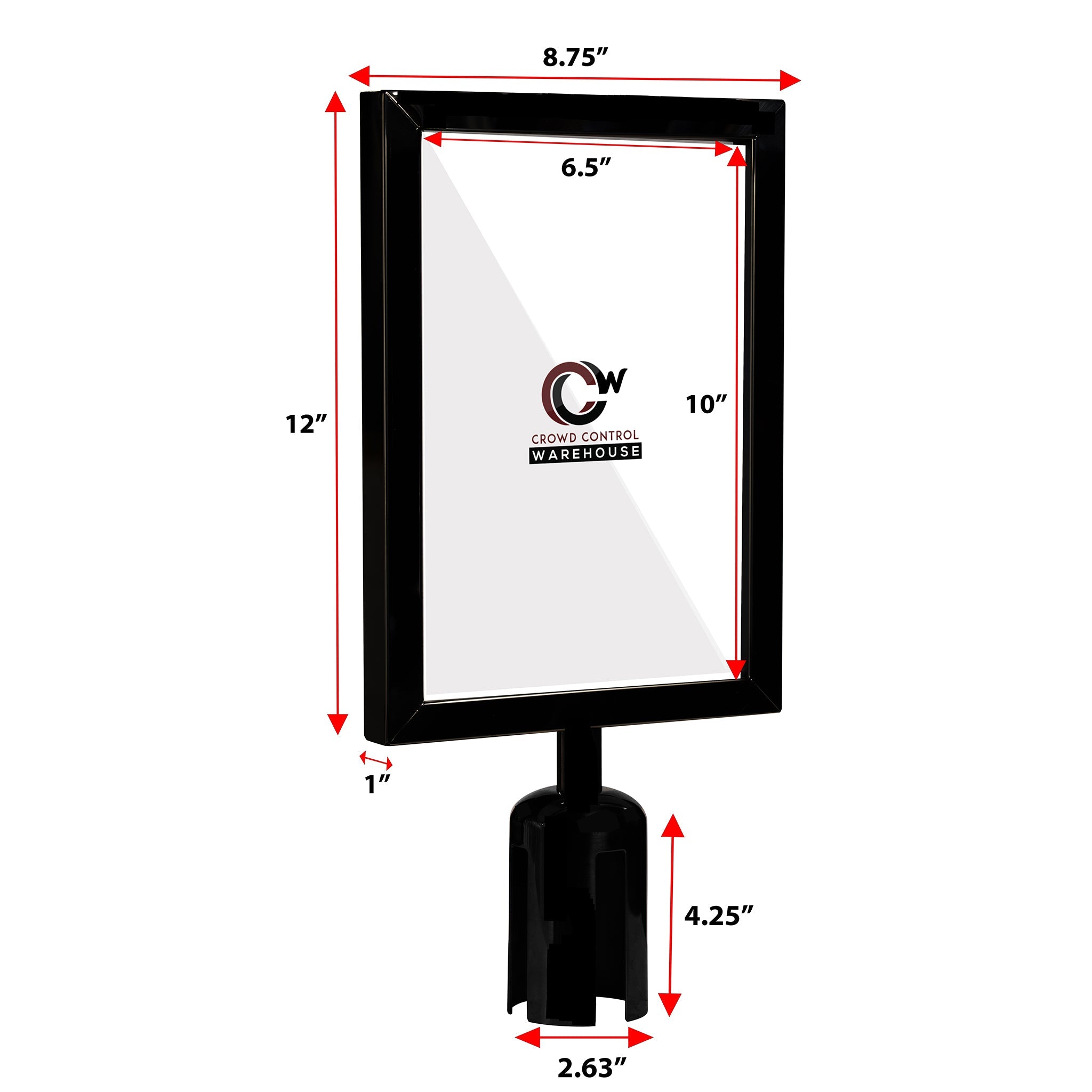Post Top Sign Frame for CCW Series Retractable Belt Barriers - Crowd Control Warehouse