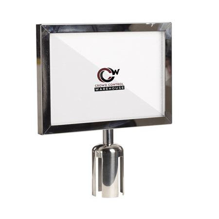 Post Top Sign Frame for CCW Series Retractable Belt Barriers - Crowd Control Warehouse