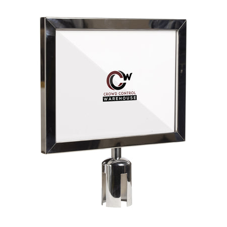 Post Top Sign Frame for CCW Series Retractable Belt Barriers - Crowd Control Warehouse