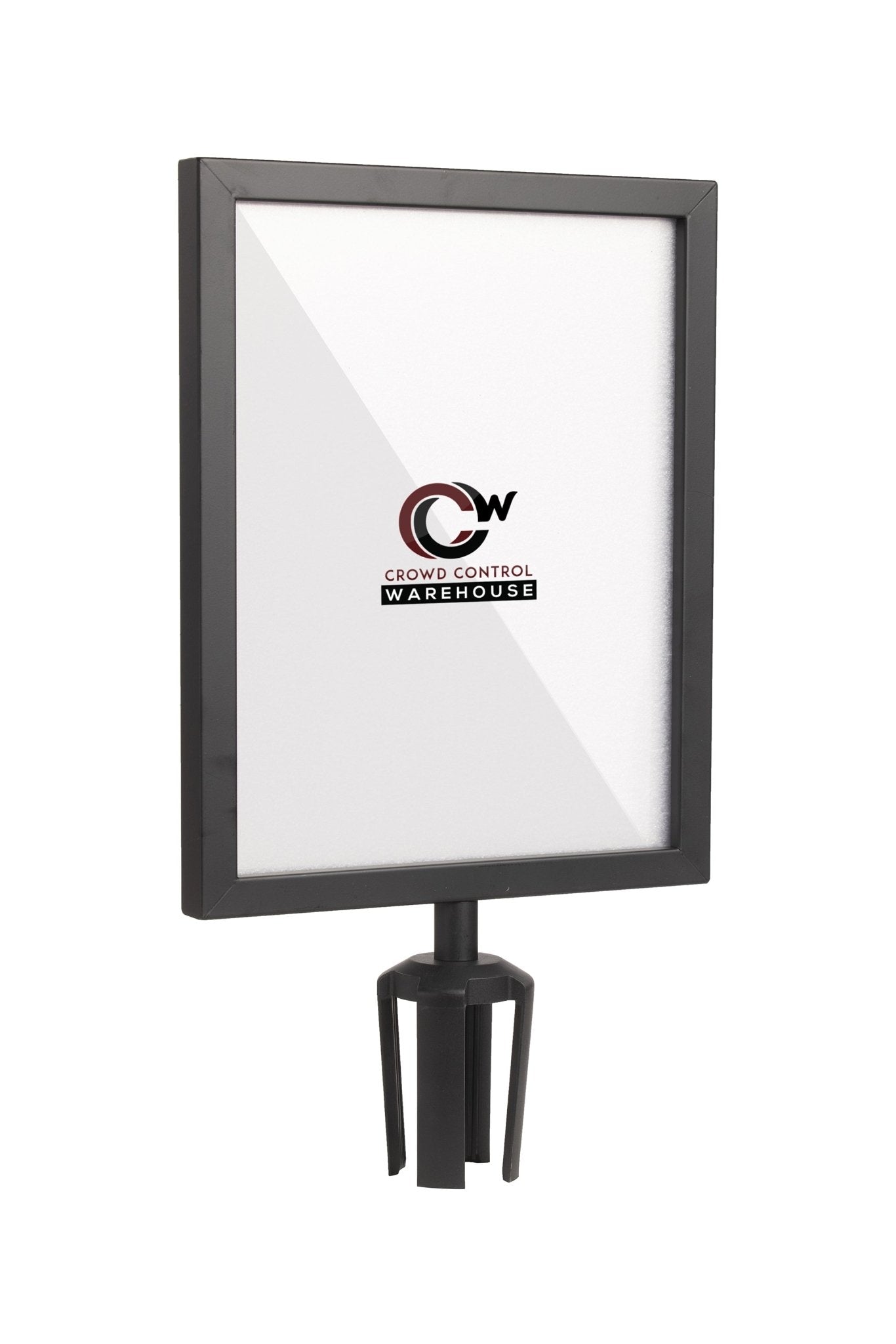 Post Top Sign Frame for CCW Series Retractable Belt Barriers - Crowd Control Warehouse